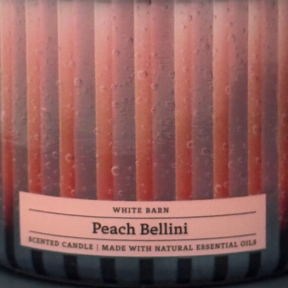 BBW Peach Bellini White Barn Bath & Body Works 3 Wick Candle - Picture 3 of 10